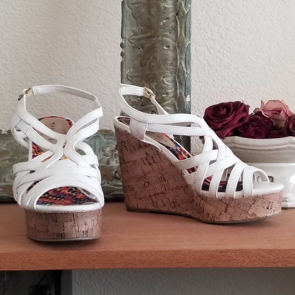 Madden Girl White Strap Wedges WORN ONCE